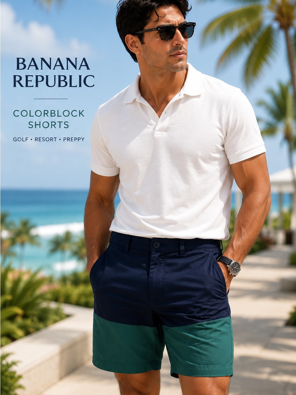 Banana Republic Colorblock Golf Shorts 34